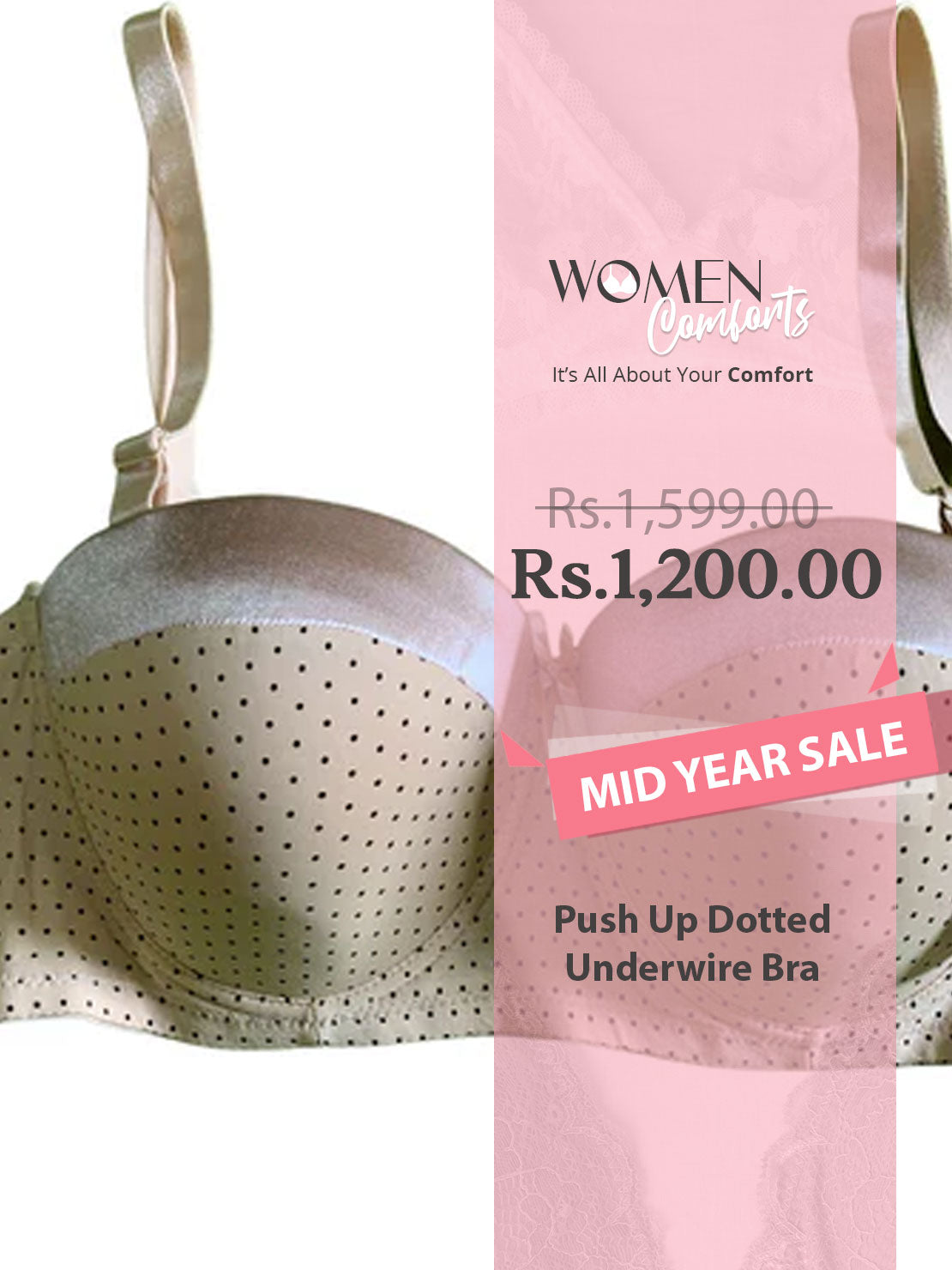 Push Up Dotted Underwire Bra