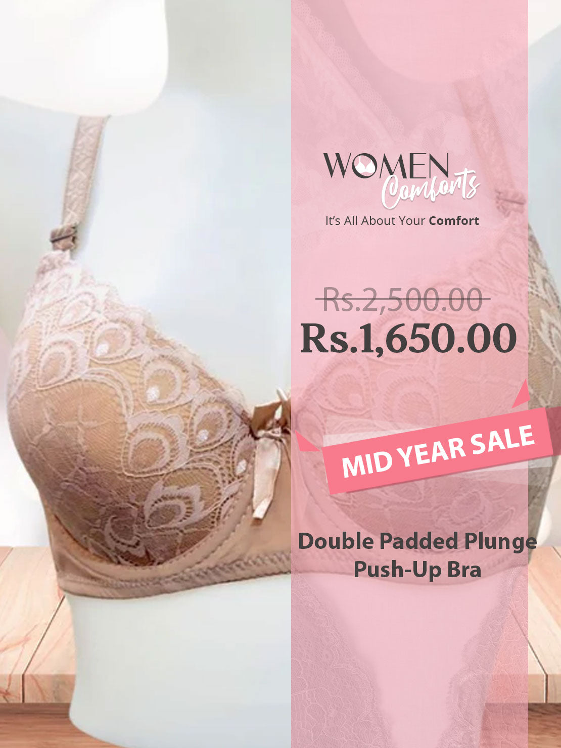 Double Padded Plunge Push-Up Bra - 5046