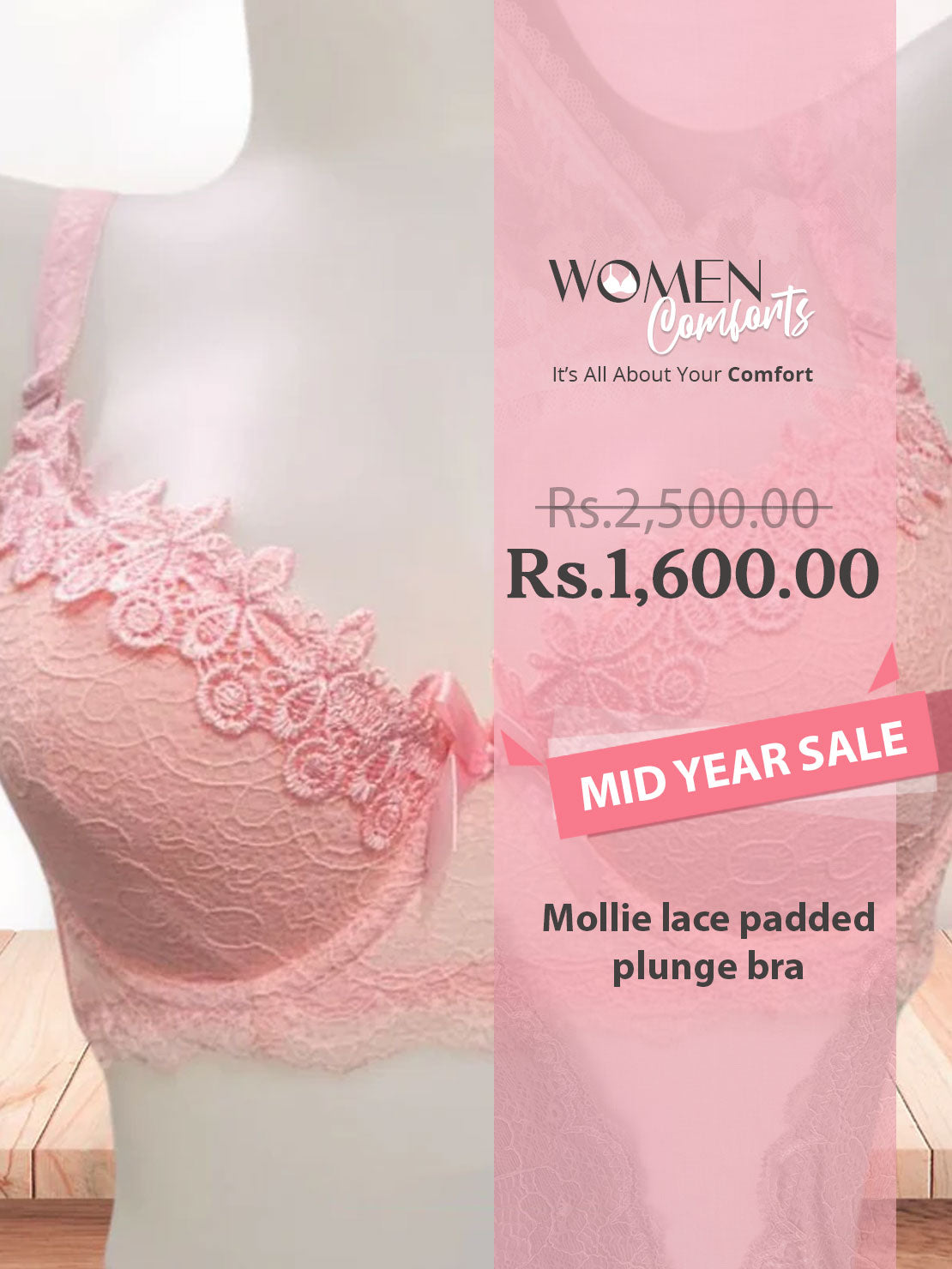 Mollie lace padded plunge bra