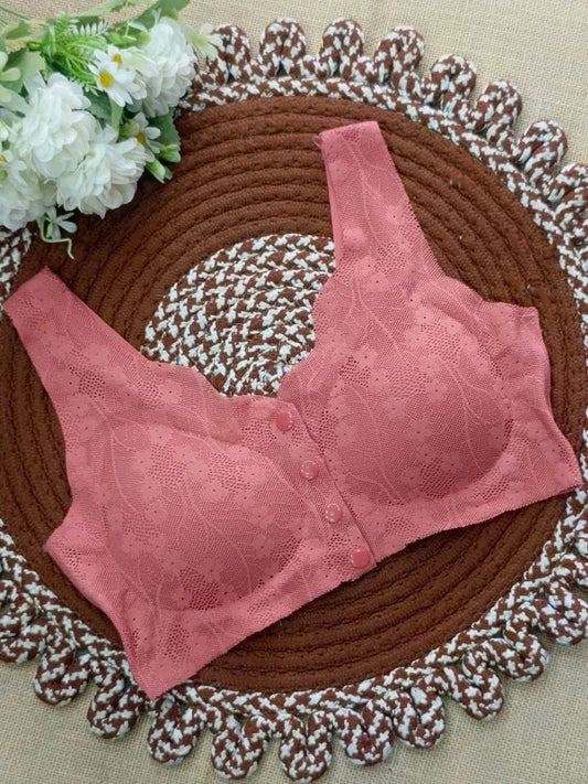 Front Closure Lace Comfort Bra | Wireless Push-Up Bra Free Size