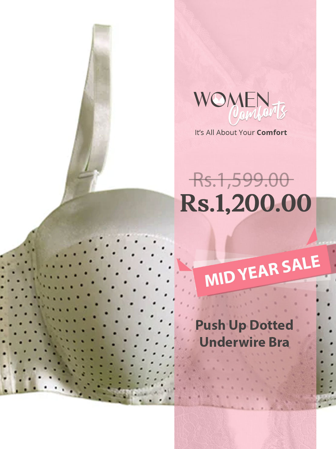Push Up Dotted Underwire Bra