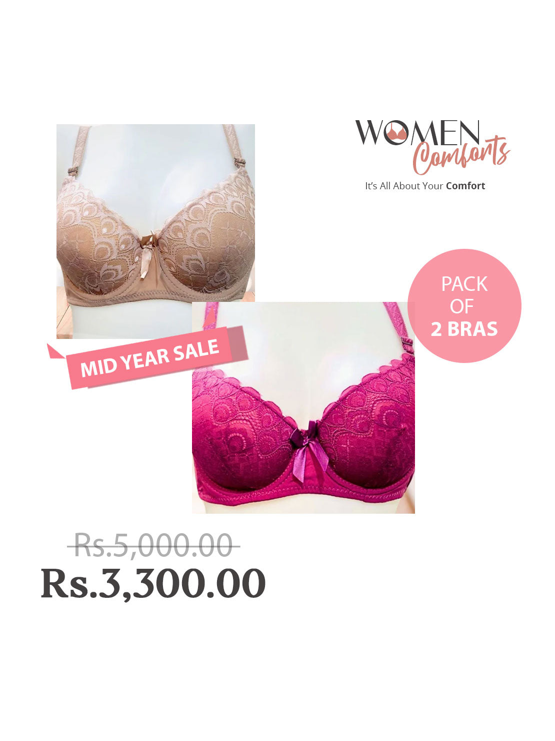 Double Padded Plunge Push-Up Bra - 5046