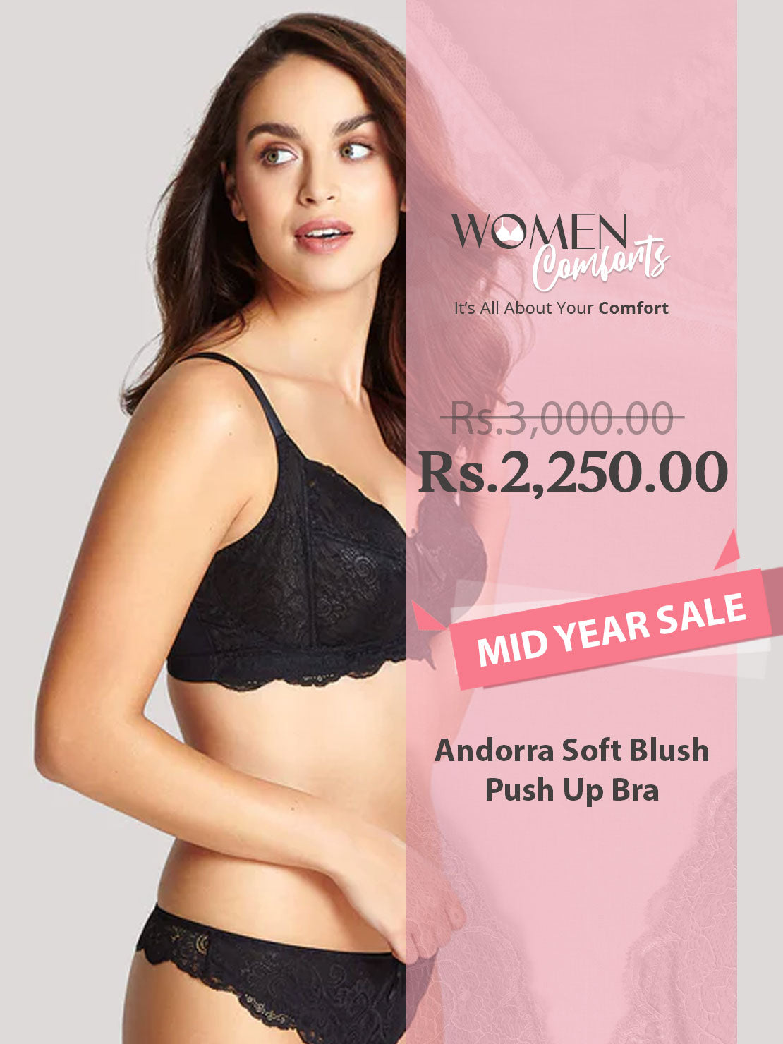Andorra Soft Blush Push Up Bra - 5077