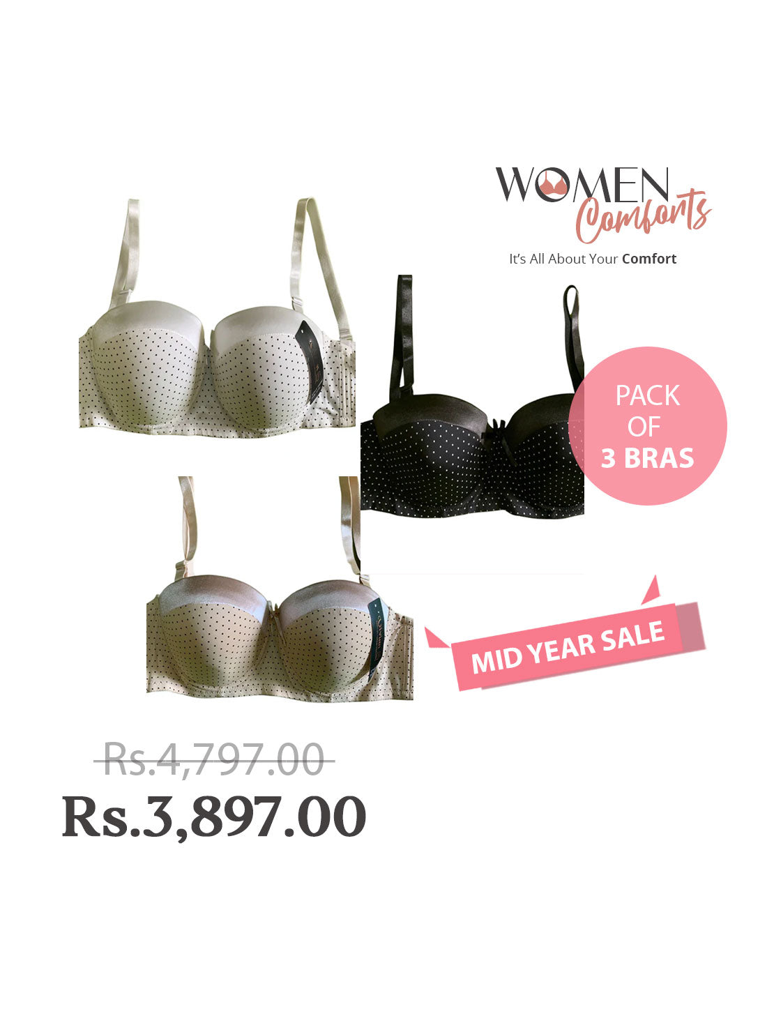 Push Up Dotted Underwire Bra
