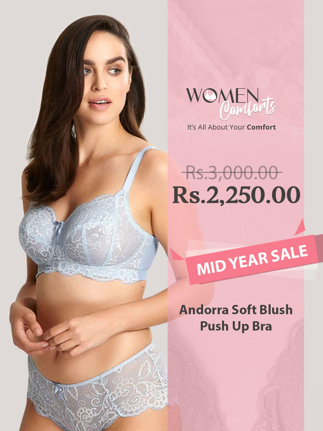 Andorra Soft Blush Push Up Bra - 5077
