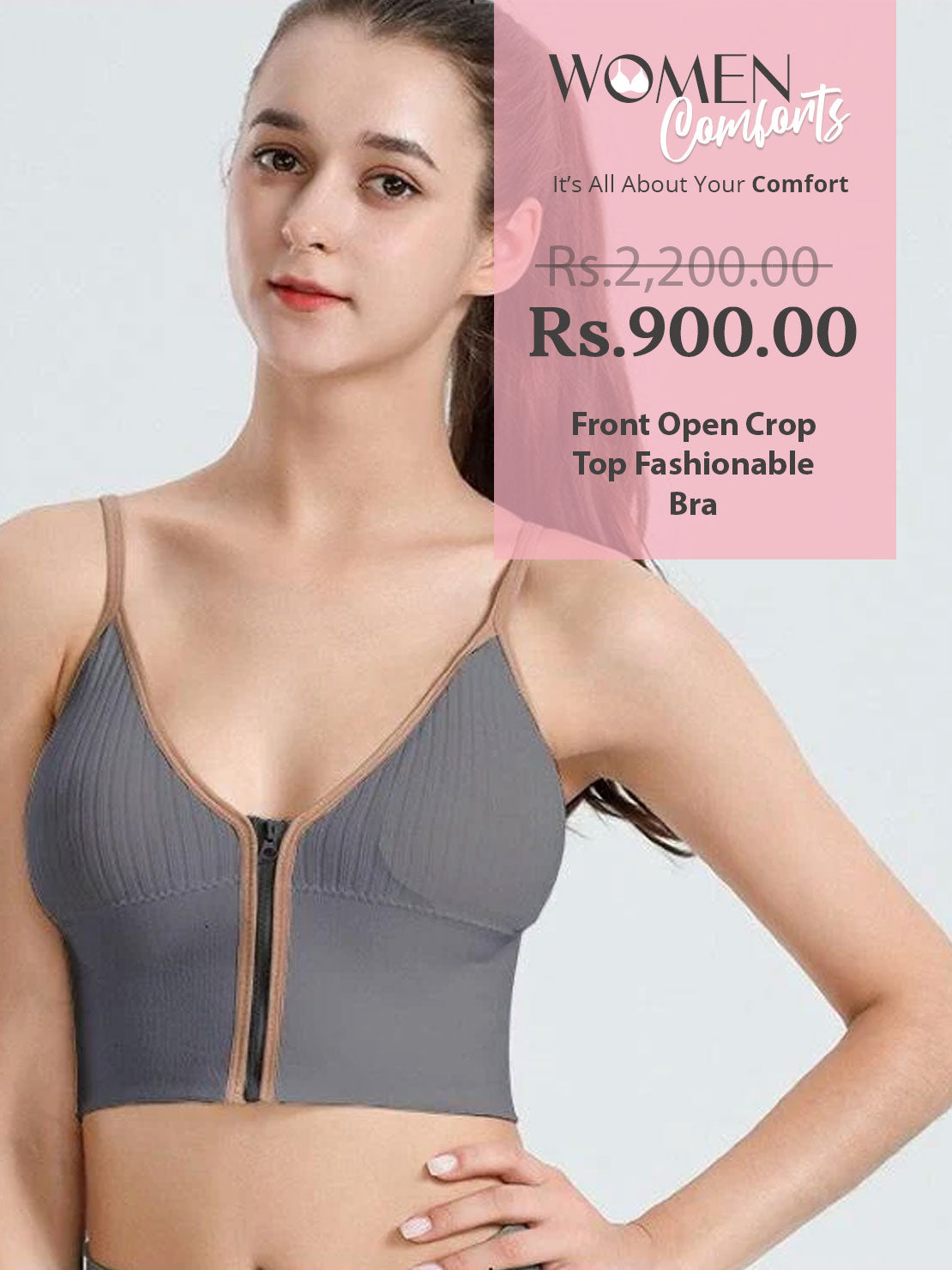 Front Open Crop Top Fashionable Bra