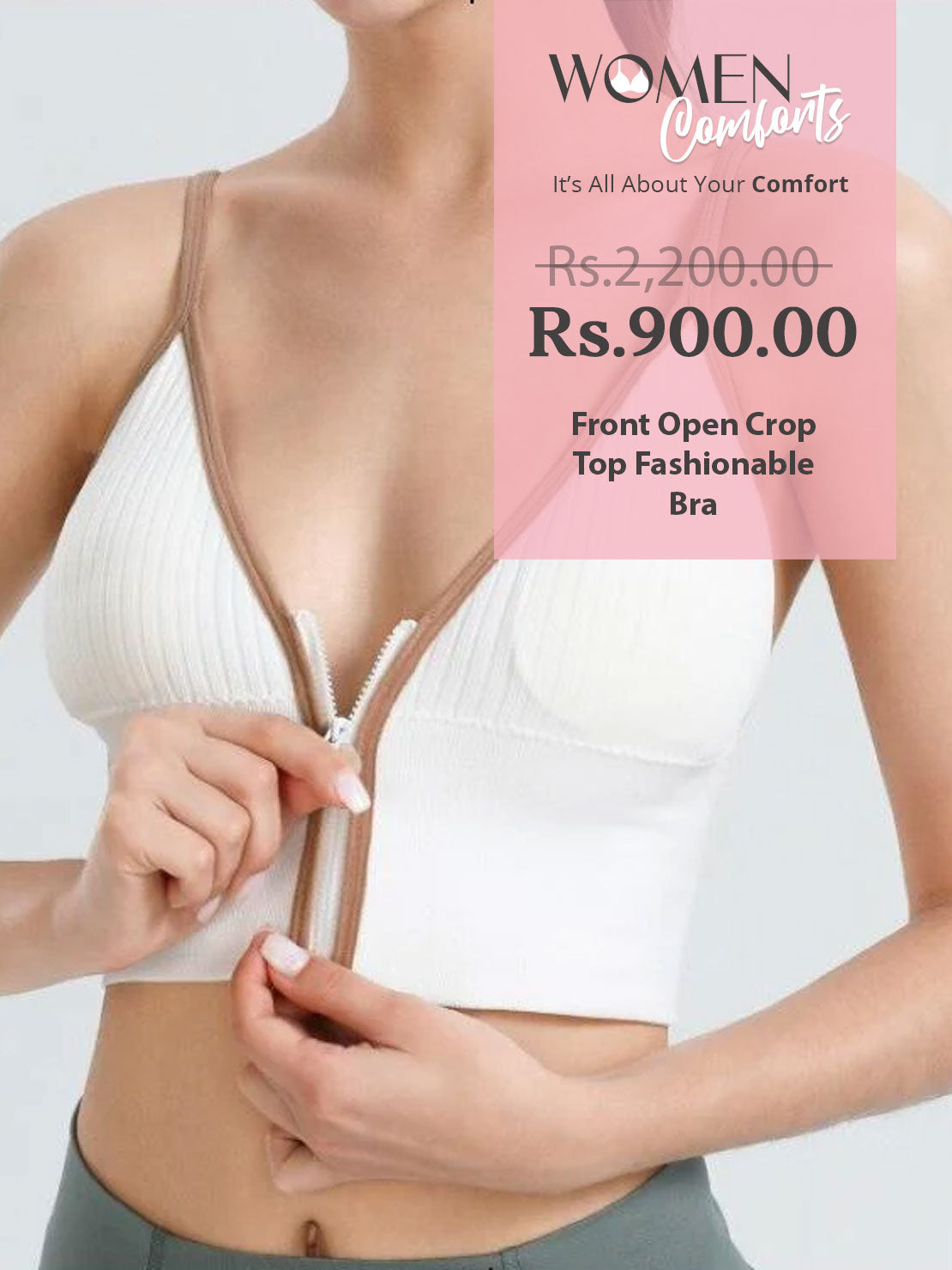 Front Open Crop Top Fashionable Bra