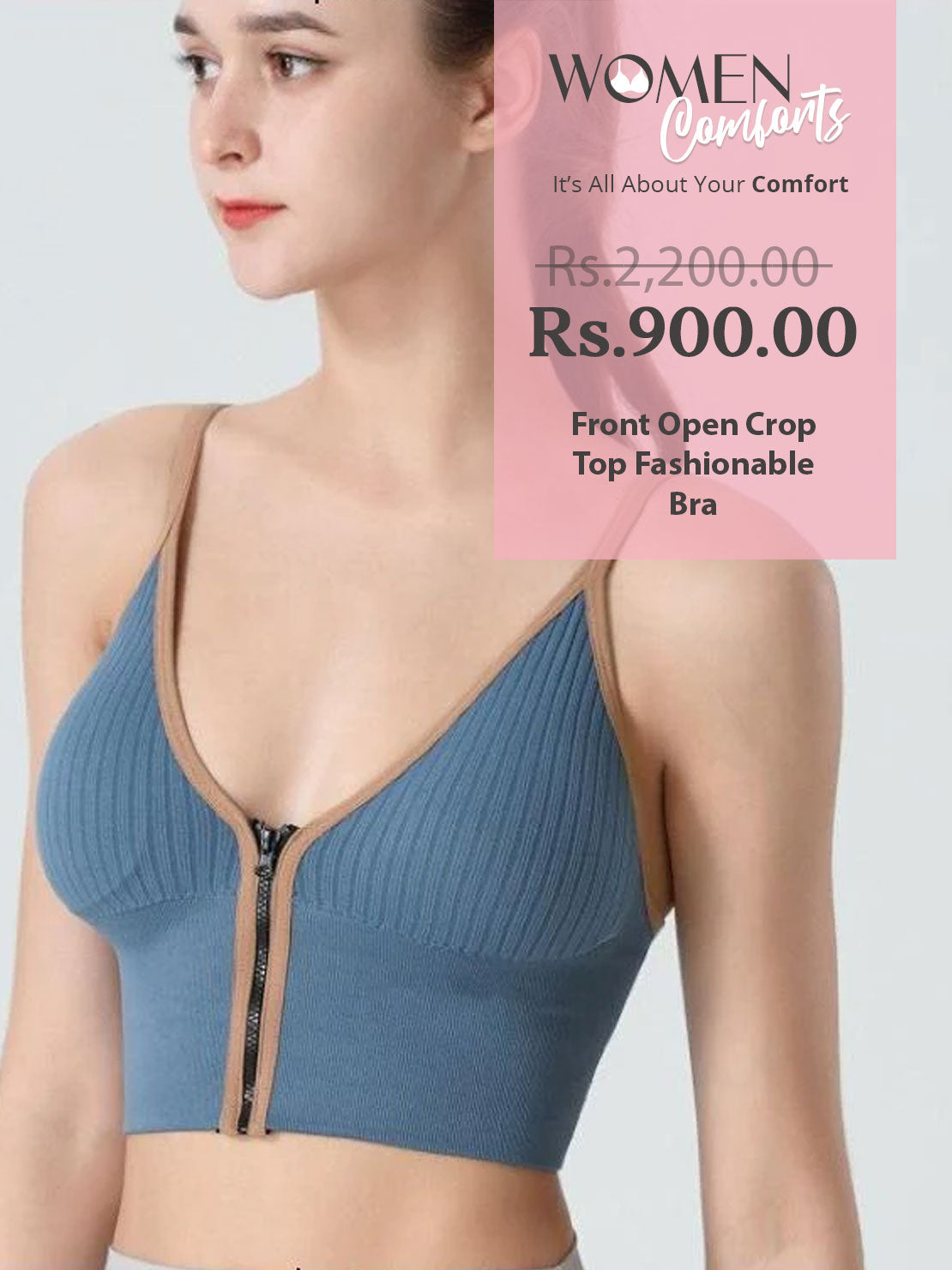 Front Open Crop Top Fashionable Bra