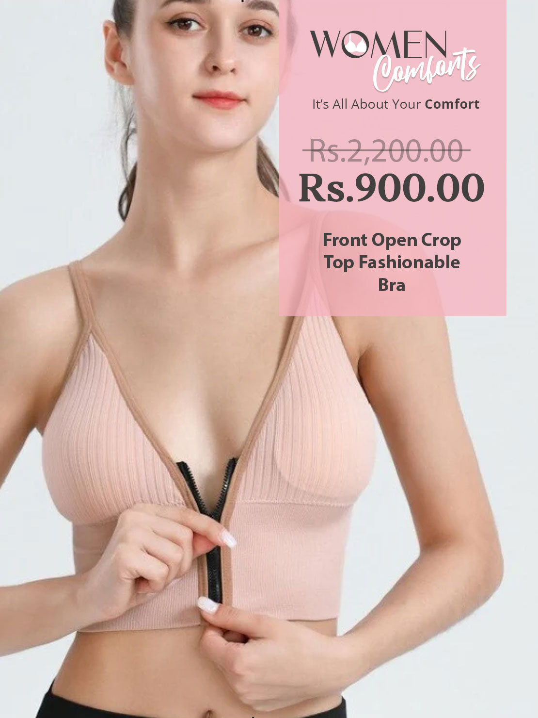 Front Open Crop Top Fashionable Bra