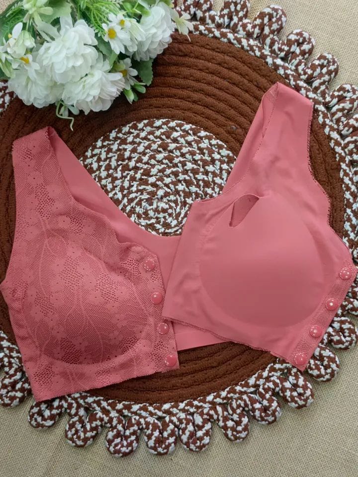 Front Closure Lace Comfort Bra | Wireless Push-Up Bra Free Size