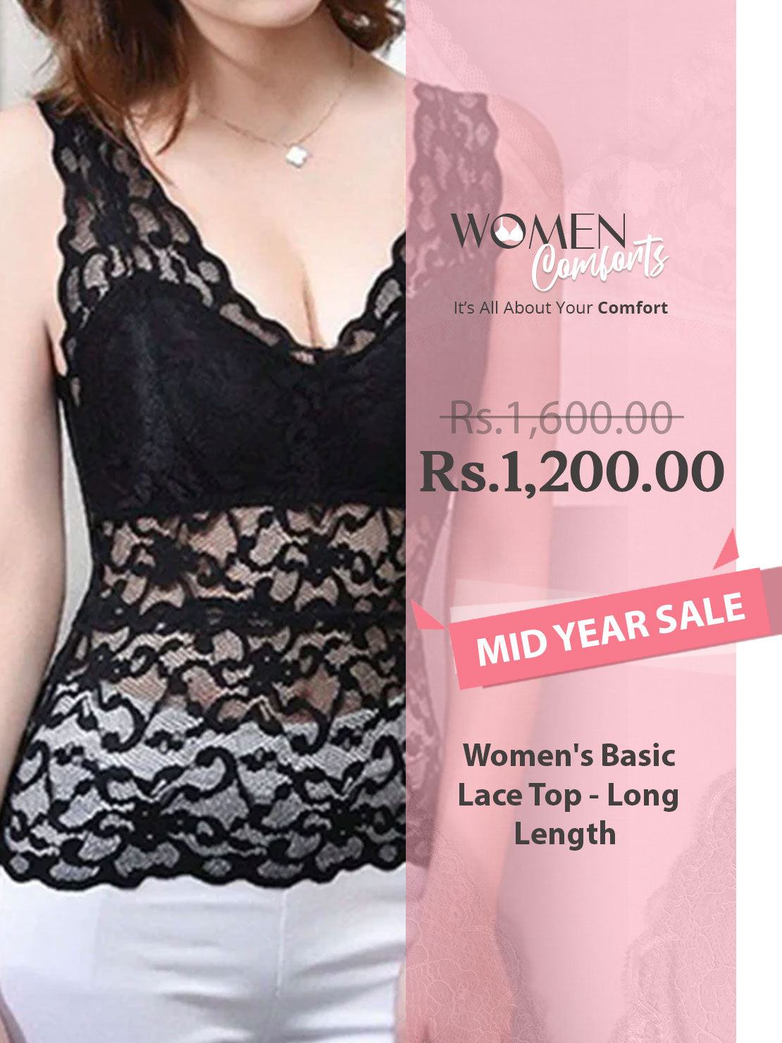 Women's Basic Lace Top - Long Length Ep62