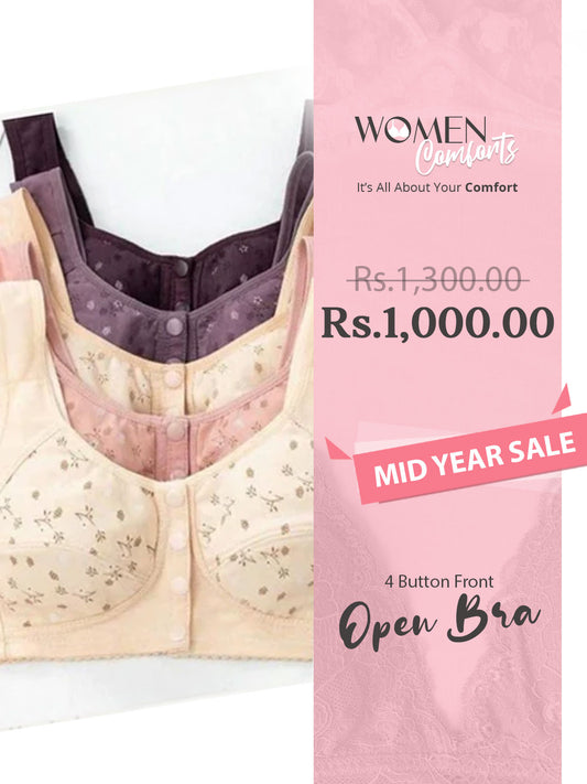 4 Button Front Open Bra