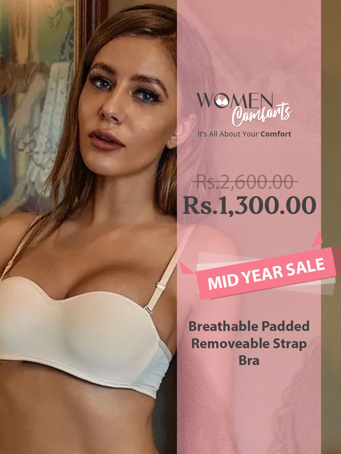 Breathable Padded Removeable Strap Bra - 427