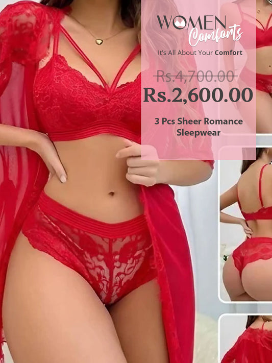 3 Pcs Sheer Romance Sleepwear
