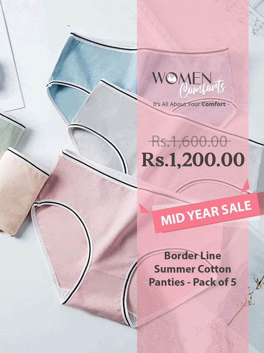 Border Line Summer Cotton Panties - Pack of 5