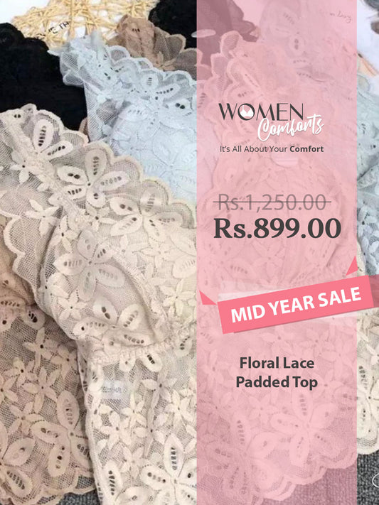 Floral Lace Padded Stylish Bra - 307