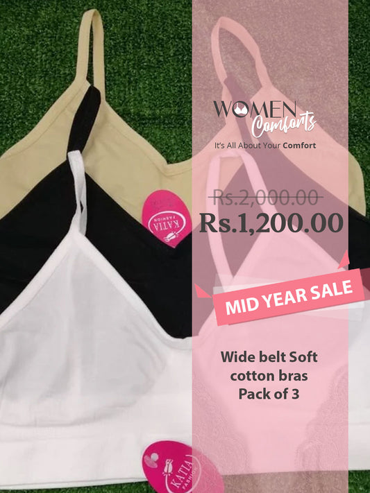 Wide belt Soft cotton bras - Pack of 3