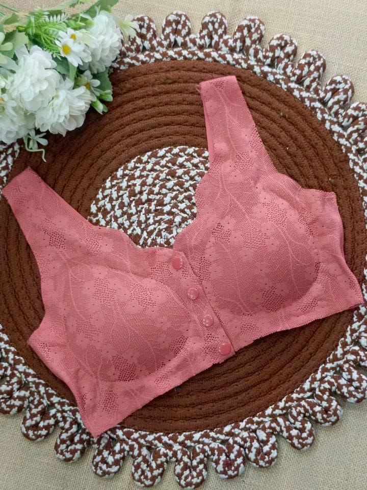 Front Closure Lace Comfort Bra | Wireless Push-Up Bra Free Size