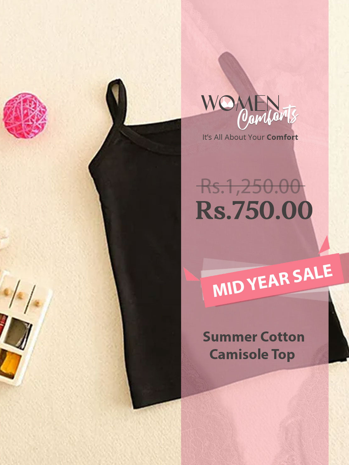 Summer Cotton Camisole Top Pack of 3 - 804