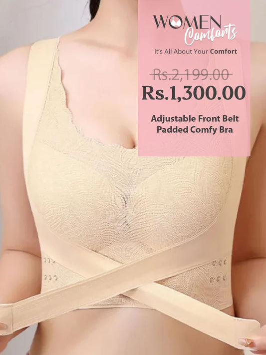 Adjustable Front Belt Padded Comfy Bra
