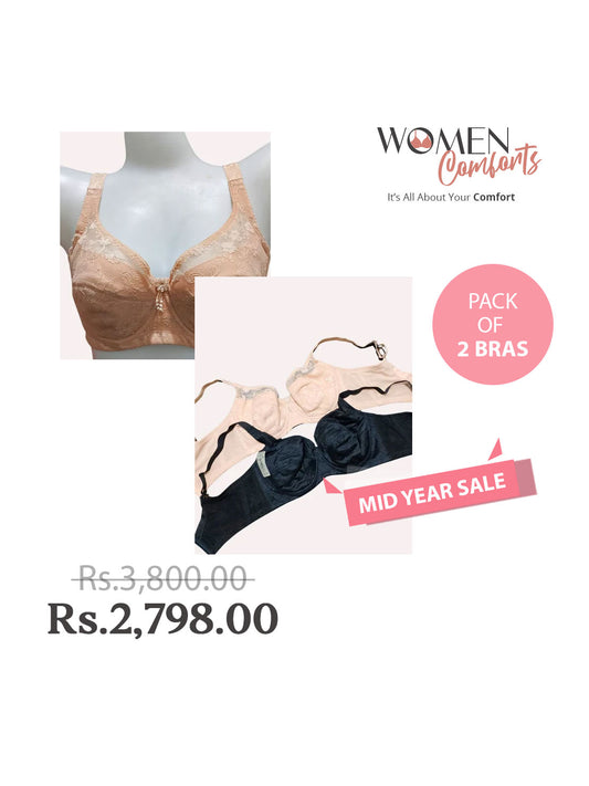 Fancy Net Underwire Embroidery Bra - E611