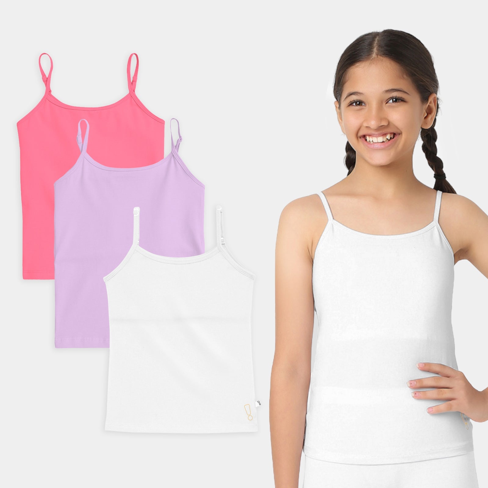 White, lavender & Bubblegum Pink 3-Pack Padded Camisoles