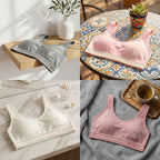 Soft Cotton Training Bra for Girls – Seamless Sports Crop Top with Cute Bunny Print