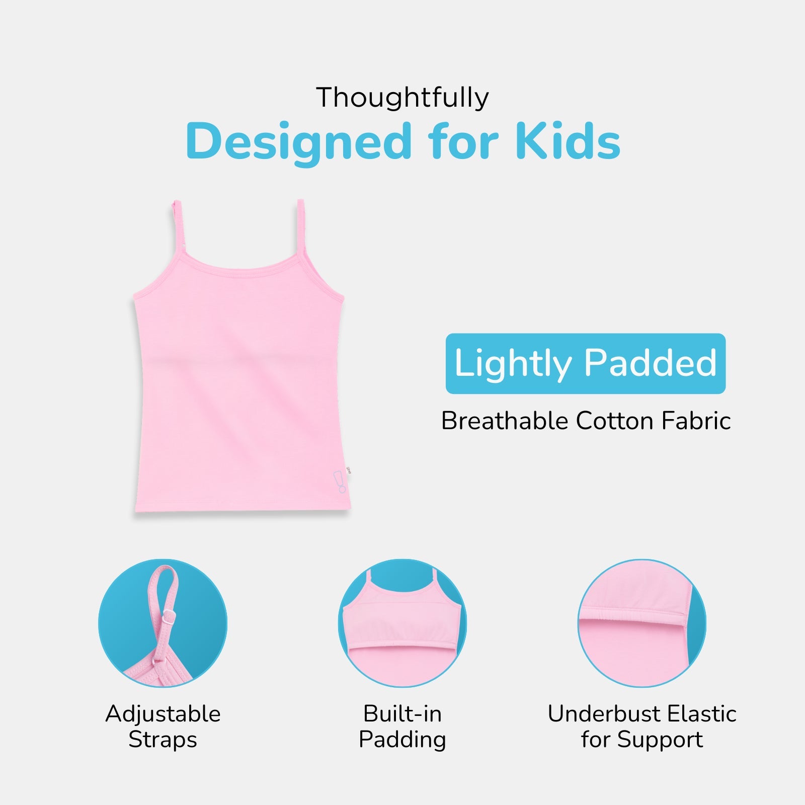 Pink, Black & White 3-Pack Padded Camsioles