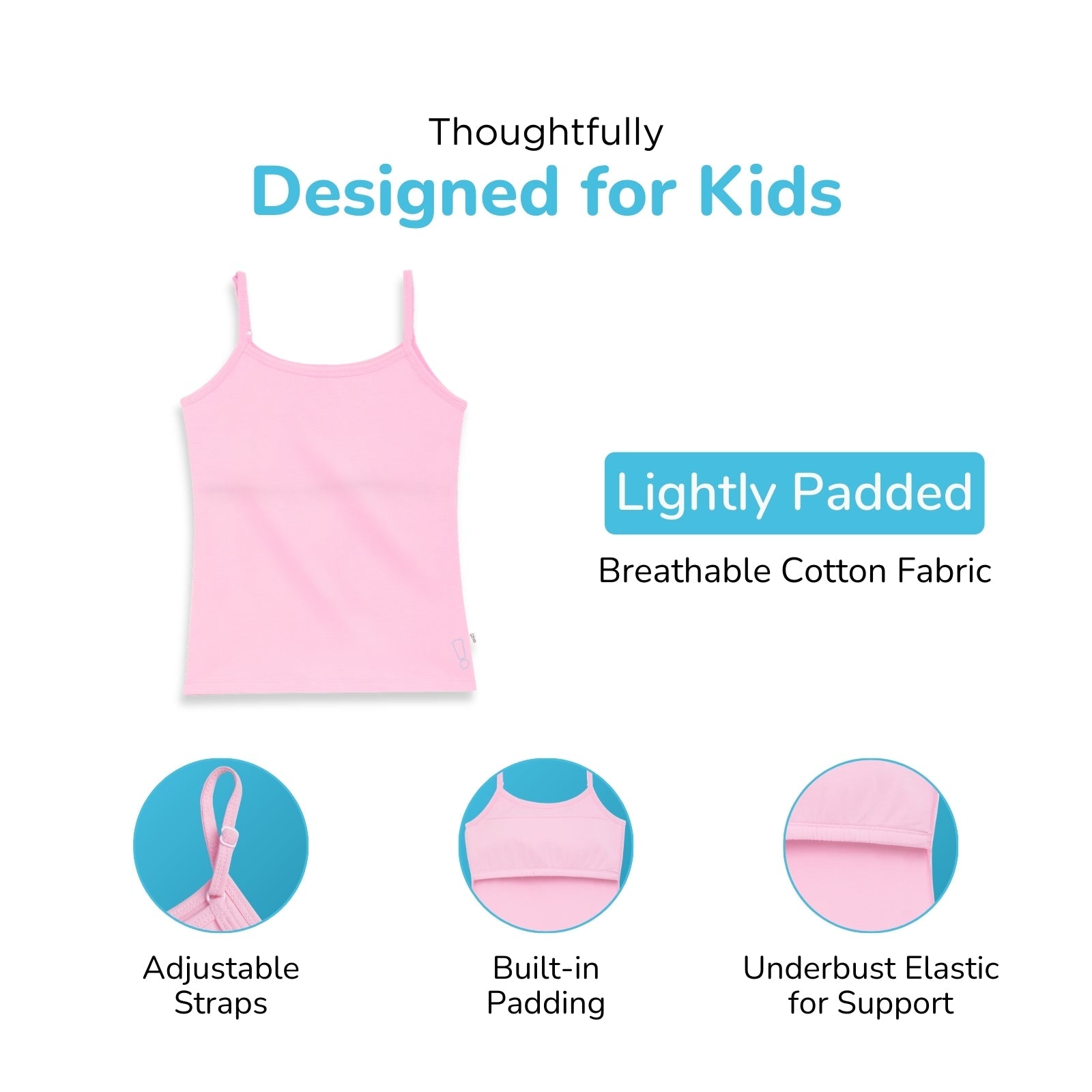 Grey, lavender & Baby Pink 3-Pack Padded Camisoles
