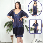 3PC Silk Short Night Dress - E100
